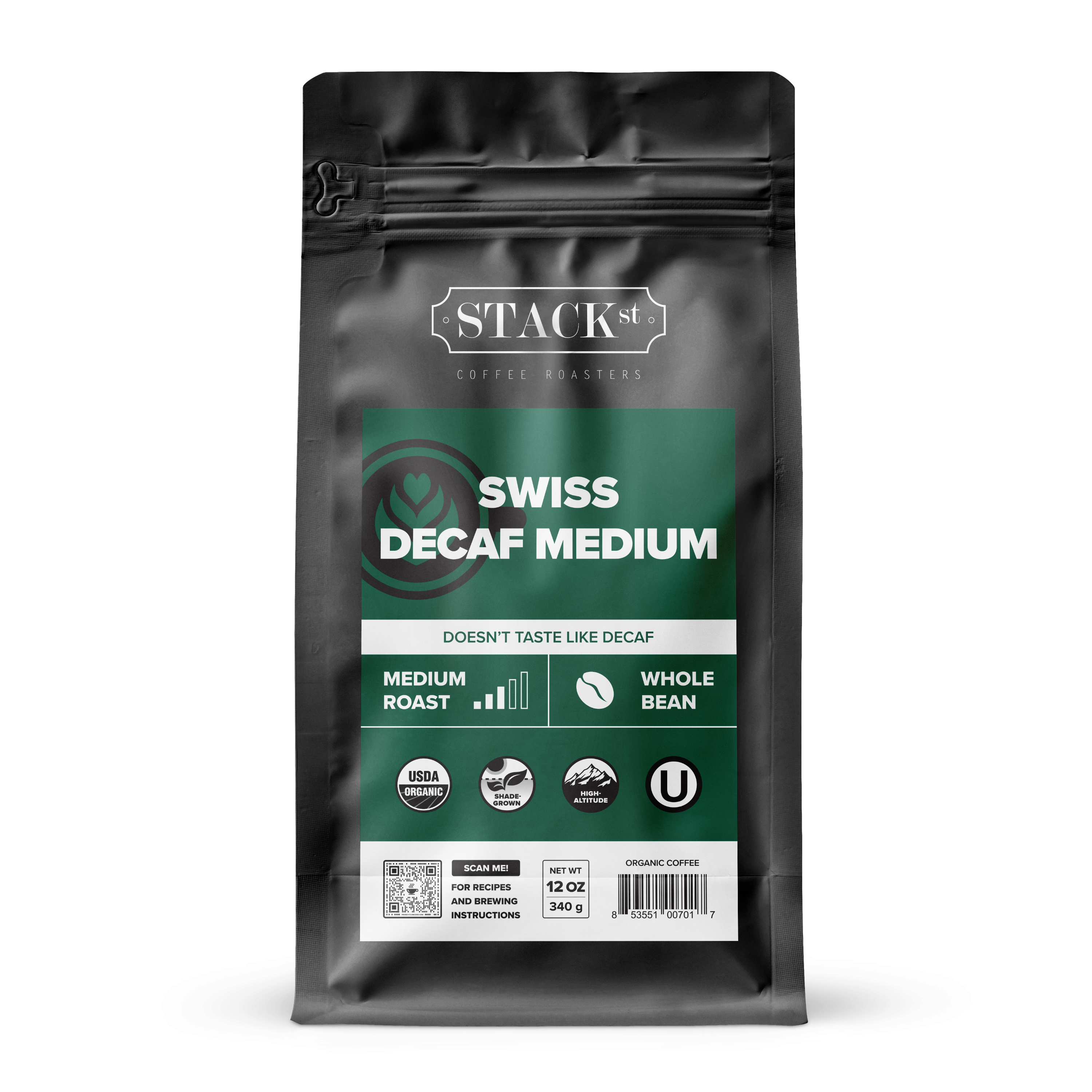 Medium Peru Swiss Water Decaf Organic Coffee Shade Grown High Altitude